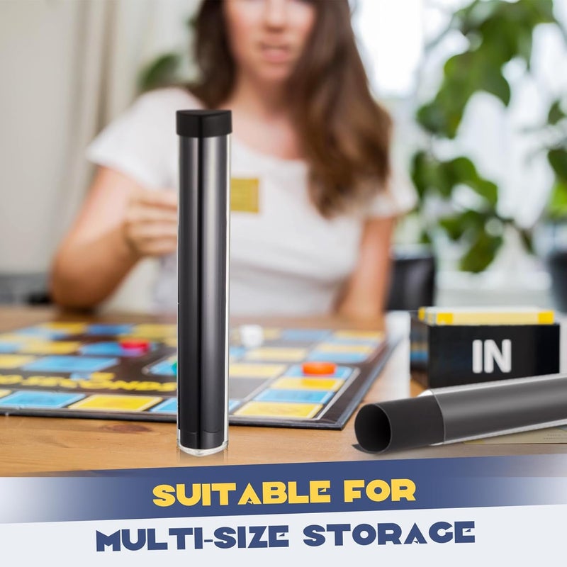 Hsei 8 Pcs Gaming Prism Playmat Tube 15 Inch Play Mat Poster Holder Tube Easy in and Out Playmat Case for Card Storage Toy Card Play Mat, Won't Roll Off Surfaces(Black, Clear) - Image 5